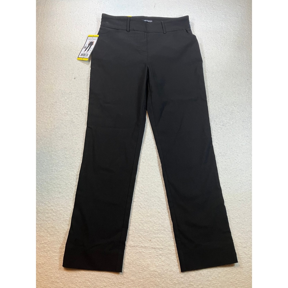 Hilary Radley Womens Black Pull On Dress Pants Straight Leg Stretch Size 6 NEW